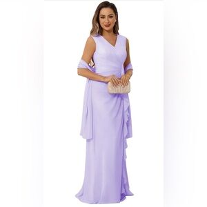 Chiffon Mother of the bride dress in Lilac, size 10, new with tags